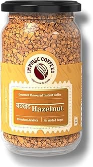 - Nutkhat Hazelnut Instant Coffee Powder | Smooth Medium Roast Arabica with Toasty Rich Hazelnut Aroma & Creamy Aftertaste | Instant Café-Style Flavoured Coffee for Home & Office | 50Gms