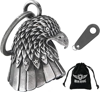 Dream Apparel Motorcycle Bell for Biker US Flag Riding Bell Guardian Bells Motorcycle Accessory or Keychain for Luck, With Bag Gift Box