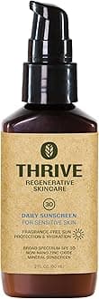 - Thrive Natural Care Mineral Face Sunscreen for Sensitive Skin SPF 30, 2 Ounces - Moisturizing Unscented Sunscreen for Face - Broad Spectrum with Clear Zinc Oxide - Vegan