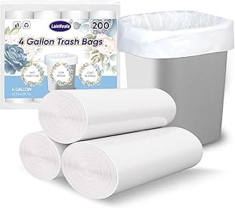 Small Trash Bags 4 Gallon, 200 Count Small Garbage Bag Bathroom White Mini Trash Bag Trash Can Liners Unscented Garbage Bags for Bathroom Can