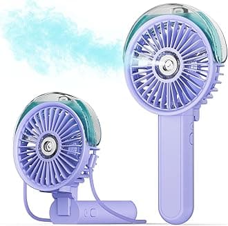 SWEETFULL Portable Misting Fan - 180° Foldable Handheld Personal Fan with Mist Spray, 3 Speeds, 30ml Water Tank, USB Rechargeable for Travel, Outdoors, Makeup, Camping, Home, and Office Use