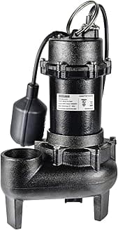 1/2 HP Sewage Pump with Auto Float Switch, 115V 5300 GPH Cast Iron Submersible Sewage Pump, Sump Pump for Basement Sump Basin Sewage Well 2" NPT Discharge with 10 FT Cable