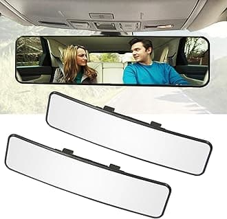 2 Pack Rear View Mirror, Universal 11.4 Interior Clip On Panoramic Rearview Mirror to Reduce Blind Spot Effectively - Wide Angle – Convex – Clear, For Cars, SUV, Trucks