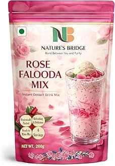 Nature's Bridge Falooda Mix | Rose Flavour Falooda | Rose Falooda | Instant Falooda Mix - (200 Gm)