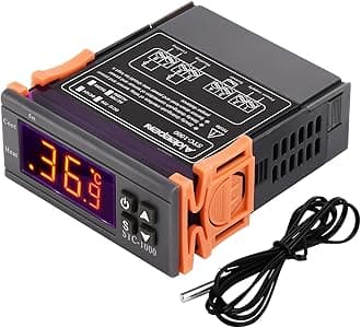 Aideepen STC-1000 Temperature Controller, DC 12V 10A All-purpose Digital Thermostat with NTC Sensor Probe for Fermentation Hatch Freezer Heating and Cooling