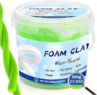 LEICHTEN Modeling Foam Clay, 500g(17.6oz) Soft Air Dry Clay for Adults Lightweight DIY Creative Art Supplies with Sculpting Tools, Suitable for Cosplay/Crafts/Design/Shaping, Light Green