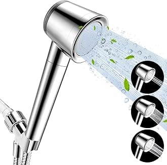 Luxsego Filtered Shower Head with Handheld, High Pressure 3 Spray Modes Showerhead Set Built-in Calcium Sulfite, Water Softener Shower with Filter Beads for Hard Water Remove Chlorine, Chrome-plated