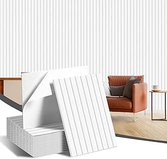 Acoustic Panels 12 Pack - Covers 16 Sq Ft, Self-Adhesive 3D Soundproof Wall Tiles, 16”x12” Decorative Panels for Studio, Home Office & Gaming Room (White)