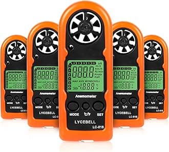Handheld Anemometer, Digital Wind Speed Meter with Backlight LCD, Measuring Wind Speed/Temperature, Portable Air Velocity Gauge for Surfing, Fishing, Meteorology