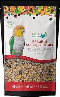 Premium Seed & Fruit Mix for for Medium Birds,Cockatiels,Caiques,Small Conure,Lories and Lorikeets,Poicephalus,Love Birds,Quaker (1000g)