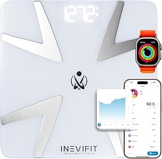 INEVIFIT Smart Body Fat Scale, Highly Accurate Bluetooth Digital Bathroom Body Composition Analyzer, Measures Weight, Body Fat, Water, Muscle, BMI, Visceral Fat & Bone Mass for Unlimited Users