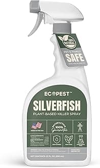 Silverfish Spray, Natural Silverfish Killer for Indoor and Outdoor | Plant-Based Home Pest Control Spray and Repellent | Made with Essential Oils, Safe for Use Around Children and Pets, 22 oz.