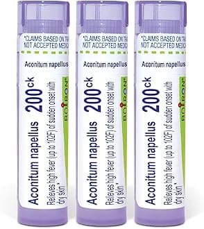 Boiron Aconitum Napellus 200ck Homeopathic Medicine for High Fever - Pack of 3 (240 Pellets)