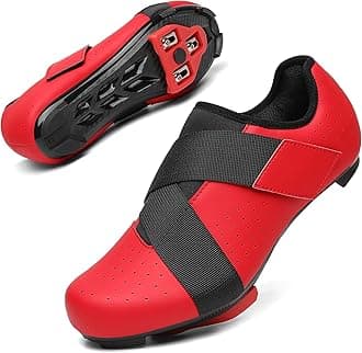 VikoVirenUnisex Cycling Shoes Compatible with Peloton Bike with Single Hook & Loop Strap and Delta Cleats Included Perfect for Indoor Road Riding Bike Shoes for Men Women