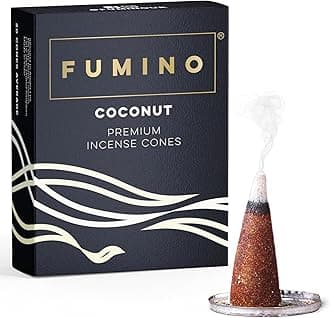 Fumino® Coconut Fresh Incense Cones 20 per Box Masala Agarbatti Joss Scent Fragrance for Relaxation and Meditation, Home and House Decor