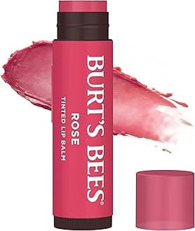 Burt's Bees Lip Tint Balm, Long Lasting 2 in 1 Duo Tinted Balm Formula, Color Infused with Hydrating Shea Butter for a Natural Looking Buildable Finish, Rose, 1 Tube