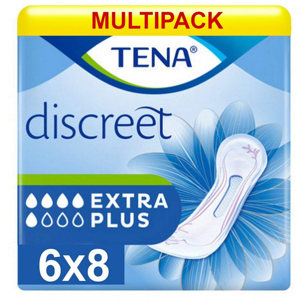 TENA Multipack 6X Discreet Extra Plus (903ml) 8 Pack Incontinence Protection