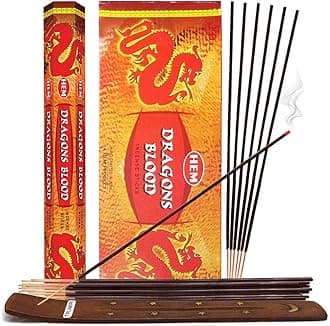 Dragons Blood Incense Sticks and Incense Stick Holder Bundle Insence Insense Hem Incense Sticks