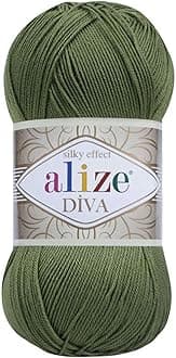 Alize Diva Silk Effect 100% Microfiber Acrylic Yarn 1 Ball skeins 100gr 383yds Color (79 - Basil)