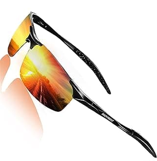 ROCKNIGHT Men's Mirrored Polarized Sunglasses, UV Protection, Metal Frame, Rimless, Contemporary Style