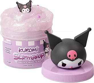 Kuromi SLIMYGLOOP Jar, 8 oz Purple & White Cake-Scented Slime, Includes Beads & Kuromi Charm