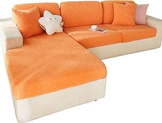 MIFXIN Sofa Cover Stretch Universal Couch Cushion Back Slipcovers Elastic Anti-Slip L Shape Sofa Cushion Slipcover Furniture Protector (Leaves Orange, Headrest Cover)