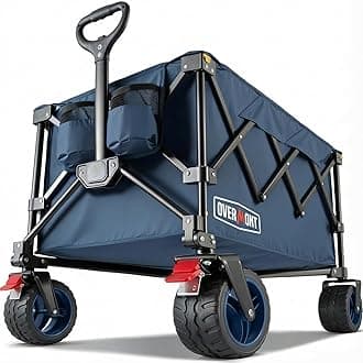 Overmont Foldable Handcart Folding Hand Trolley with Off-Road Wide Wheels up to 150 kg Load Capacity for Camping Sports Shopping Garden Blue