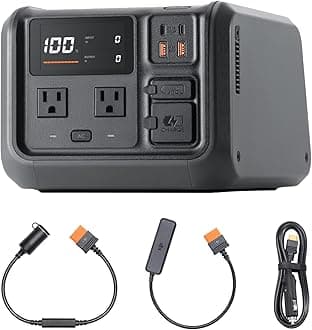 DJI Power 500 Car Power Combo, 512Wh Portable Power Station with Car Power Outlet to SDC Power Cable and SDC to Car Charger Plug Power Cable, 1000W Max Output, Generator for Road Trips