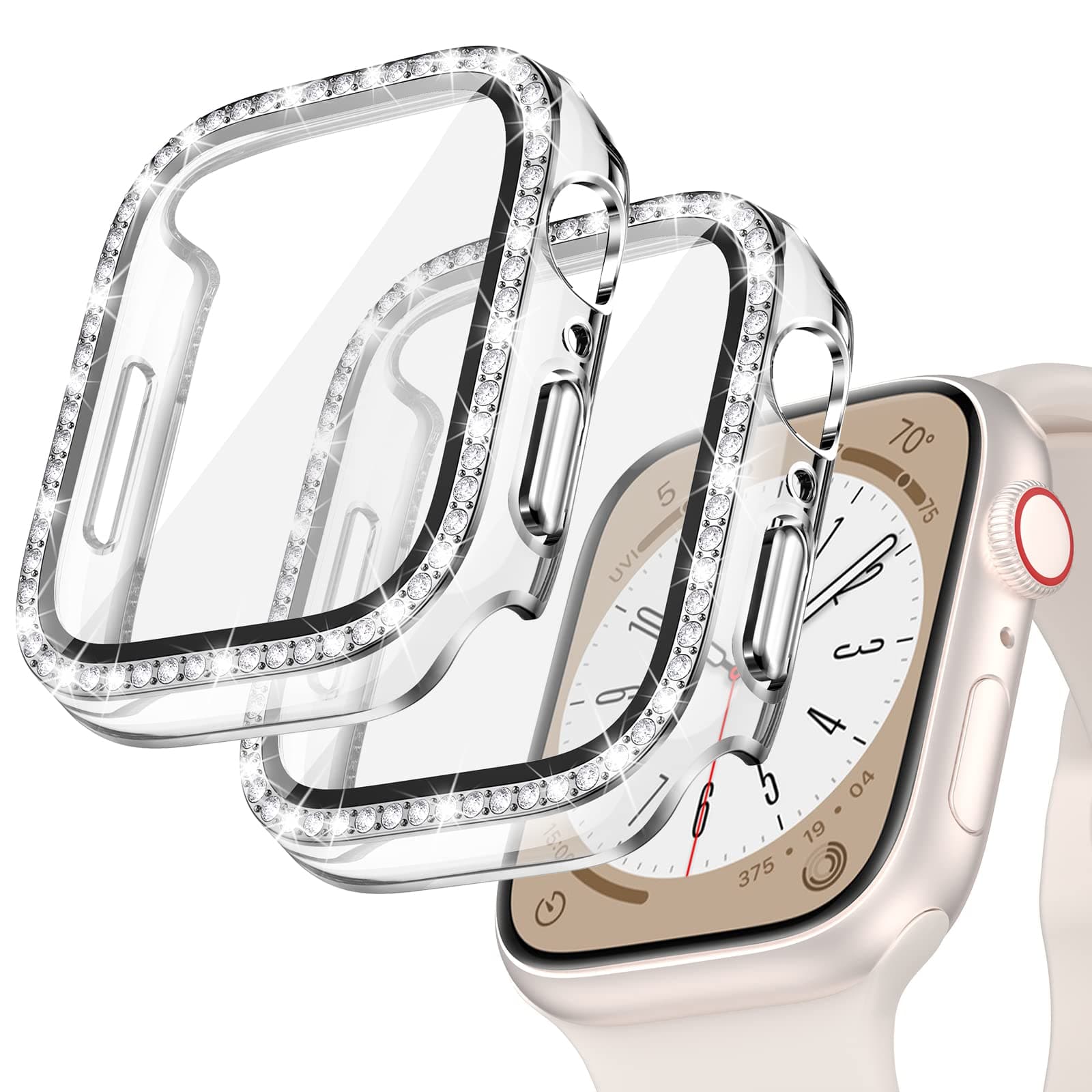 Goton 2-Pack Bling Case for Apple Watch Screen Protector 40mm SE (2nd Gen) Series 6 5 4, Women Glitter Diamond Rhinestone Bumper Face Cover for iWatch Accessories 40 mm