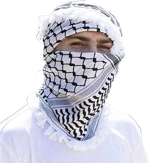 smspidyArab Keffiyeh Shemagh Original Palestine Scarf Kufiya Arafat Cotton Hatta Scarf Bandanas Iraq Desert Scarf - 100% Cotton Keffiyeh Scarf Wrap for Men And Women White