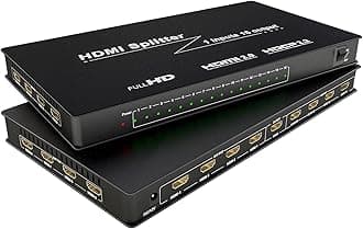 HDMI Splitter - 1 in 16 Out,16 Way TV Splitters Premium Quality High Resolutions Support HDMI 2.0, HDCP 2.2, 18 Gbps 4K@60Hz 2k@120Hz 36-Bit Deep Color UltraHD,Plug&Play
