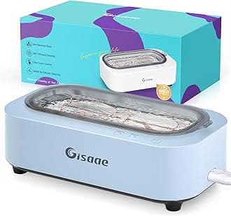 Jewelry Cleaner Light Blue, 12oz Ring Cleaner with 2 Modes, 48kHz Jewelry Cleaner Ultrasonic Machine for Ring, Retainer, Razor, Silver