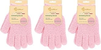 Exfoliating Gloves for Shower, 100% Nylon Thick Soft Medium Heavy Bathing Gloves Dead Skin Remover Body Scrubber Smooth Skin with Hang Loop (Pink Moderate Exfoliation- 3 Pairs)
