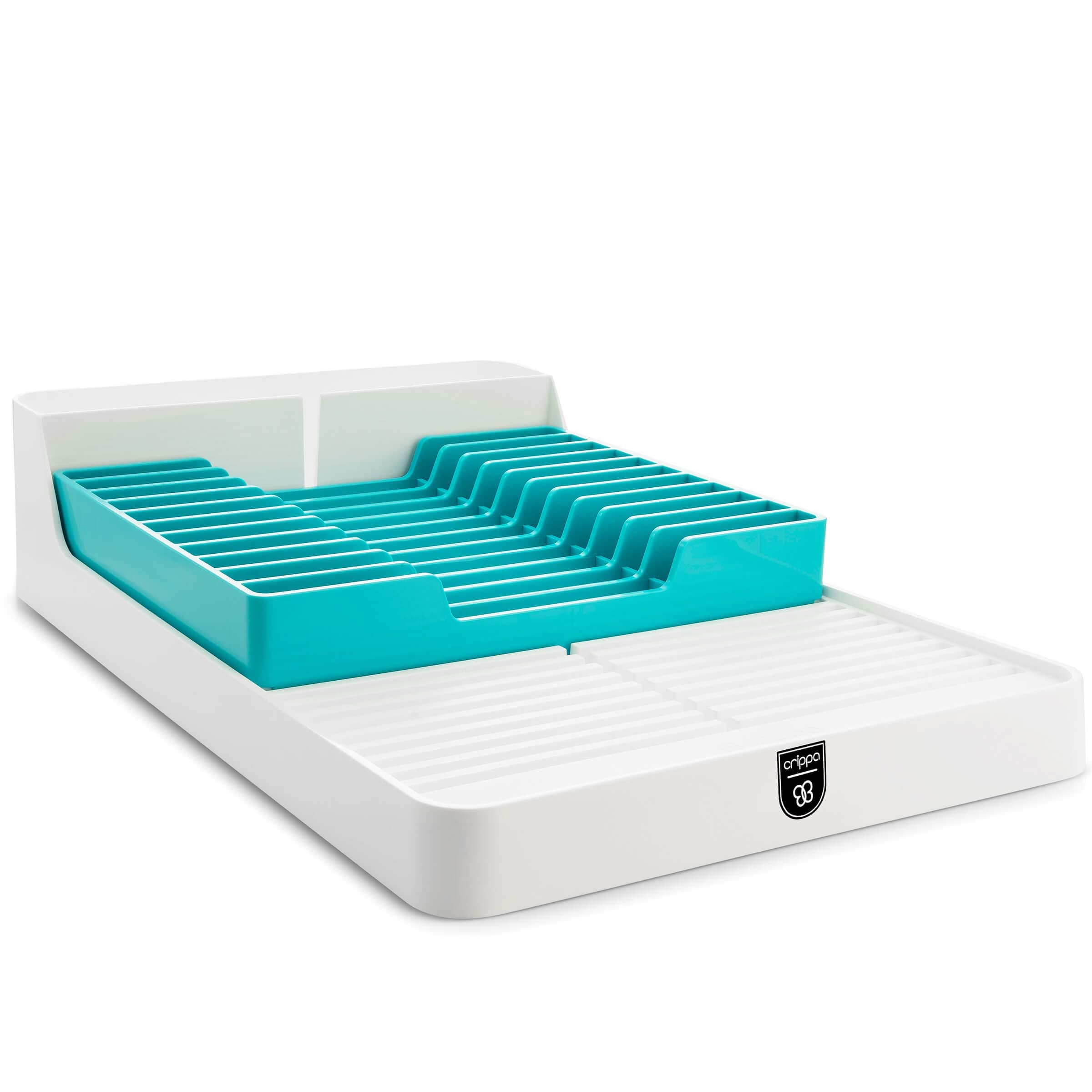 Small Dish Drying Rack | Plastic Dish Rack and Drainboard Set (2-pieces) | Space-saving Kitchen Dish Rack W/ 3 Utensil Holders | Turquoise Dish Drainer