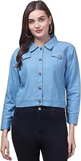 FUNDAY FASHION Full Sleeve Blue Solid Women's Denim Jacket