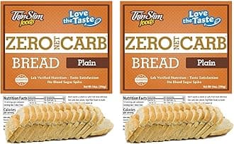 ThinSlim Foods Zero Net Carb Keto Bread | Low Carb Bread | Plain Thin Sliced (Pack of 2)
