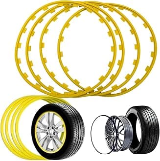 LenTLy 16-20" Car Rims Edge Trim Protector Wheel Protection Ring, Alloy Wheel Edge Ring Rim Protectors Tyres Tire Guard Set of 4, Anti-Scratch Car Refit Trims Kit(Size:20 inch,Color:Yellow)