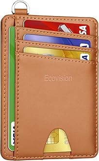 EcoVision Slim Minimalist Front Pocket Wallet, RFID Blocking Credit Card Holder Wallet with Detachable D-Shackle for Men Women