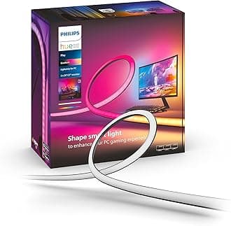 Philips Hue Play Gradient Lightstrip for Triple-Monitor Setup - 24” to 27” PC Monitors - White & Color Light (Hue Bridge Required), Works with Alexa & Google Assistant – A Certified for Humans Device