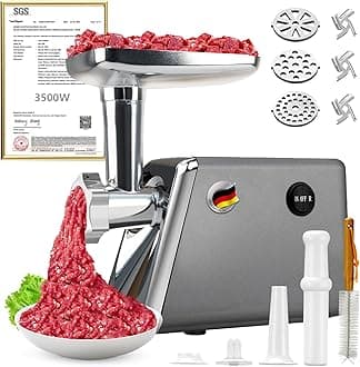 5.0 Upgrade Meat Grinder【Top Tier Germany 3500W Ultra Motor】【SGS Certified SUS304 Blade & Plate】3-Second Fast Meat Grinding, Perfect For Meat Grinders For Home Use (Gray)