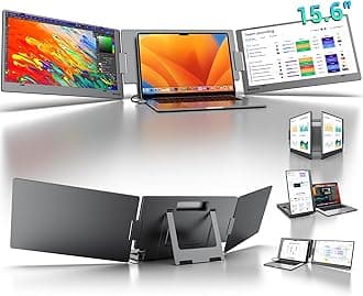 Laptop Screen Extender, 15.6" Monitor Extender with Type-C Plug&Play, 1080P FHD Portable Triple Monitor for Laptop with Alloy Dual Display fit 13"-17", Portable Extended Screen for Mac/Wins/Chrome