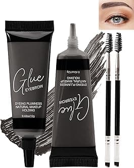 Waterproof Tinted Eyebrow Gel Kit-2PCS Ebony Thickening Brow gel para cejas,Brow Fillers,Fast Definitio Brow Glue,Natural Long Lasting Waterproof brow Makeup for Women with 2 Eyebrow Brushes-Set 05