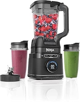 2-in-1 Detect Power Blender Pro & Single Serve, 1200W Blender With Jug, & 2x Single Serve Cups, Blend Smoothies, Chop Vegetables & Mix Frozen Drinks, Black, TB301UK