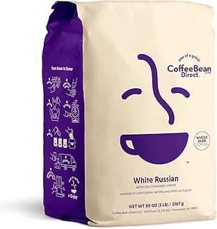 Coffee Bean Direct White Russian Flavored, Whole Bean Coffee, 5 Pound Bag (Pack of 1)