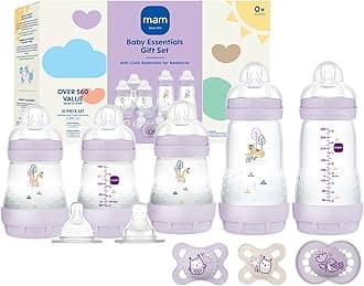 Easy Start Anti-Colic Baby Bottle & Pacifier Set, 5 Self Sterilizing Bottles (3X 5oz, 2X 9oz) & 3 Original Pacifiers 0–16 Months + Extra Nipples, Newborn Feeding Gift Set