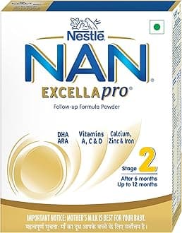 Nestlé NAN EXCELLAPRO Nan Stage 2 Follow-Up Formula Milk Powder For Babies, 6-12 months, with DHA, ARA, 400g Pouch in Box
