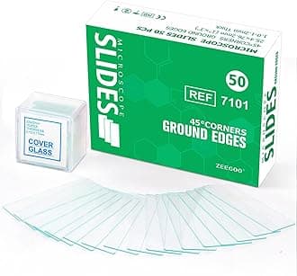 Microscope Slides and Covers, Pre-Cleaned Optical Glass, High Light Transmittance, 50 Slides + 100 Coverslips, Ground Edges & 45° Corners, Fits Most Microscopes, Classroom, Lab & Home Use