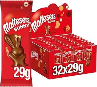Maltesers Chocolate Easter Bunnies Bulk Box, Milk Chocolate, Honeycomb & Malt Filling, 32 x 29g, Perfect Easter Treat, gifts, snacks