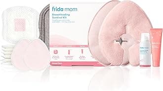 Frida Mom Breastfeeding Survival Kit for Nursing | Reusable Hot+Cold Breast Relief Packs, Hydrogel Pads, Cracked Saline Spray, Balm, Nursing Pads | 13 Piece Gift Set