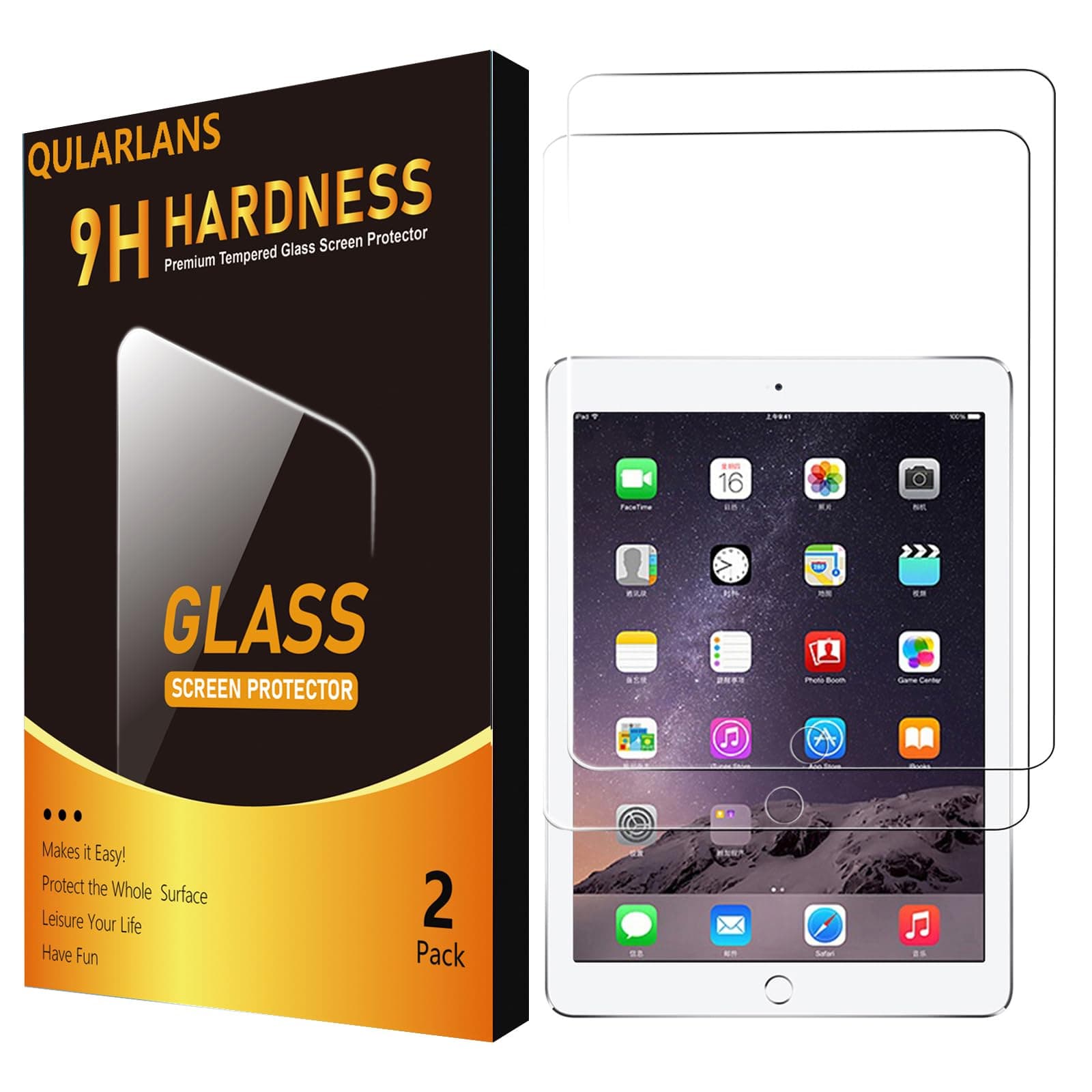 2 Pack Screen Protector for iPad 9.7 Inch (iPad 5th/6th Generation, 2017/2018), iPad Air 1/2 (2013/2014), iPad Pro 9.7 (2016) | 9H Tempered Glass, Apple Pencil Compatible, Case Friendly